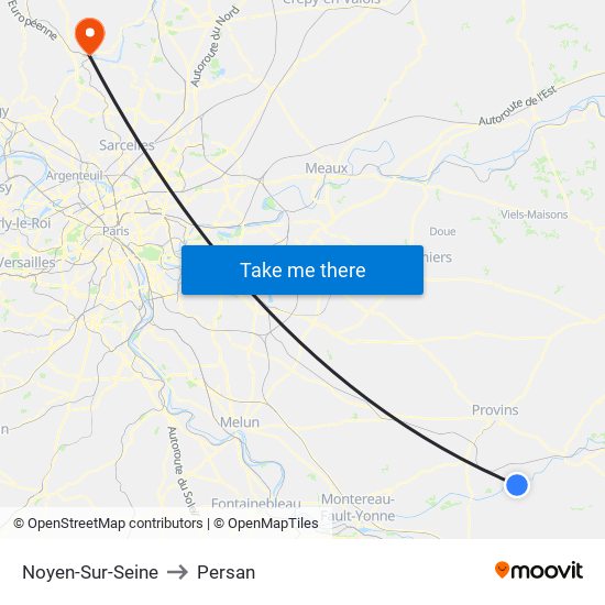 Noyen-Sur-Seine to Persan map