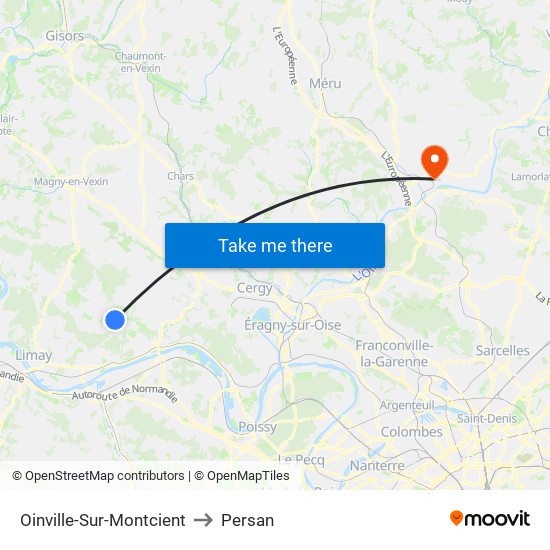 Oinville-Sur-Montcient to Persan map