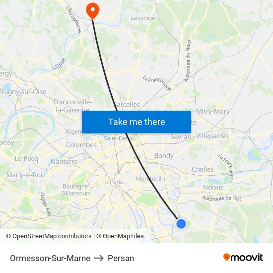 Ormesson-Sur-Marne to Persan map