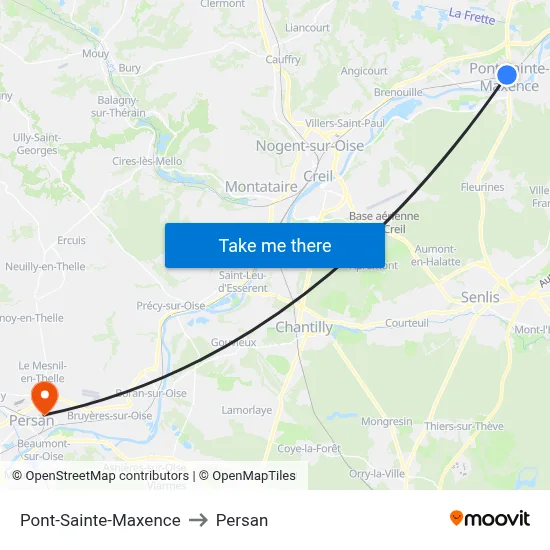 Pont-Sainte-Maxence to Persan map