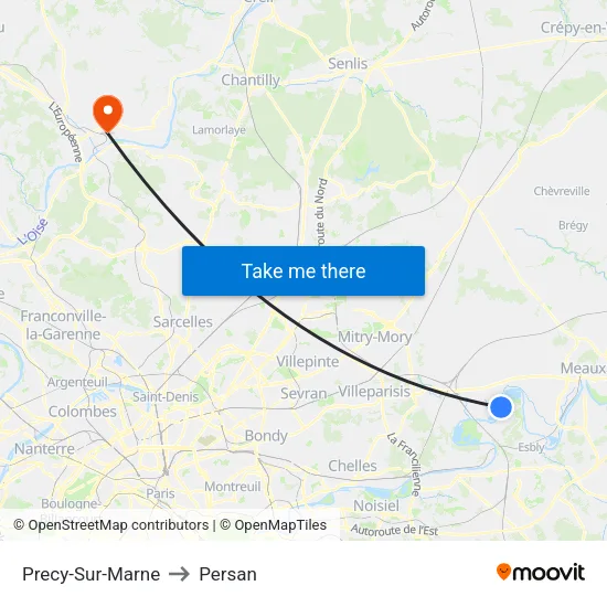 Precy-Sur-Marne to Persan map