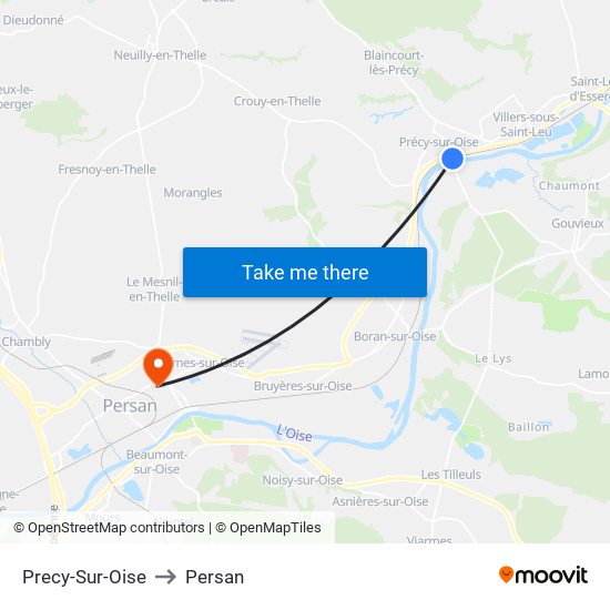 Precy-Sur-Oise to Persan map