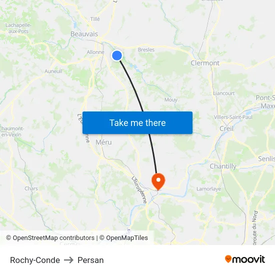Rochy-Conde to Persan map