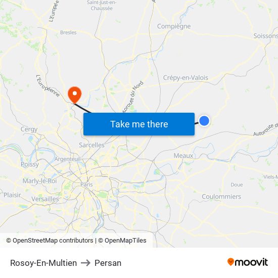 Rosoy-En-Multien to Persan map