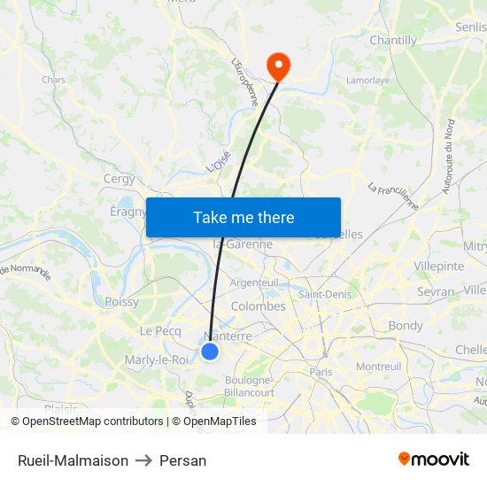 Rueil-Malmaison to Persan map