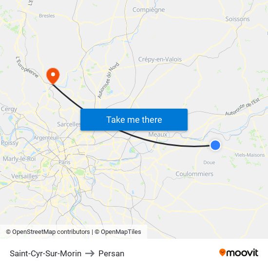 Saint-Cyr-Sur-Morin to Persan map