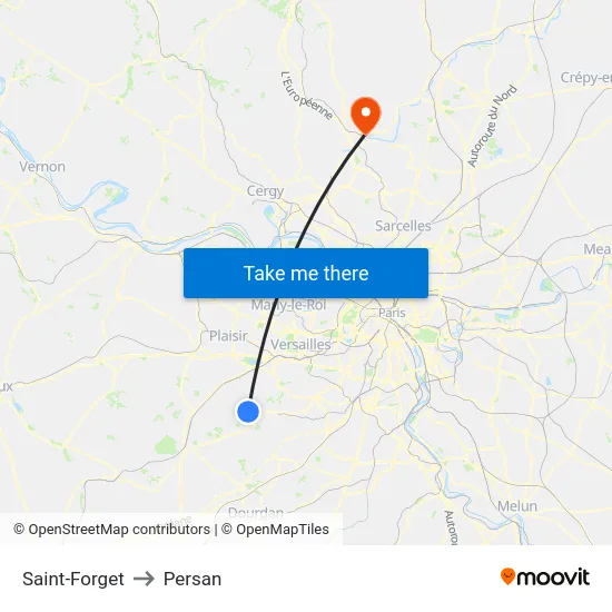 Saint-Forget to Persan map