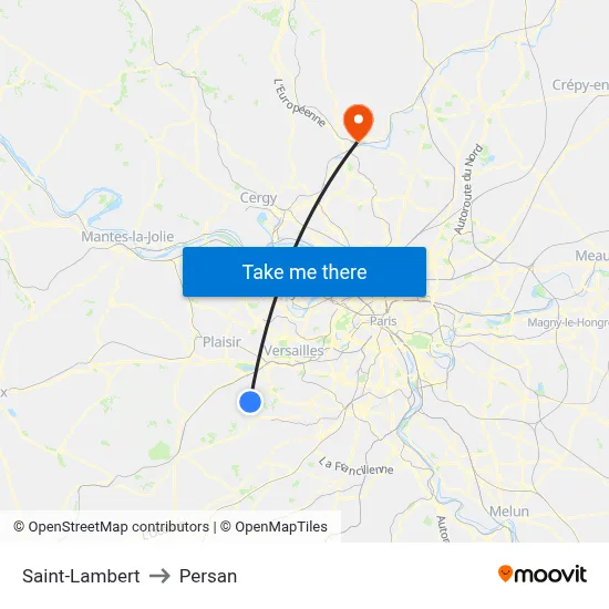 Saint-Lambert to Persan map