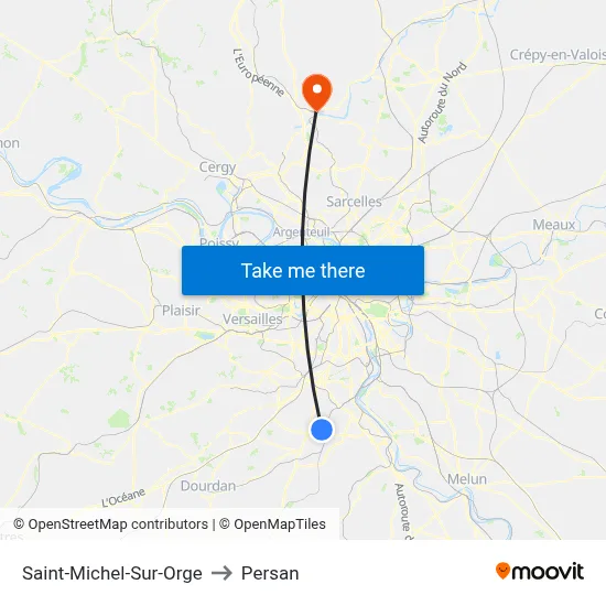 Saint-Michel-Sur-Orge to Persan map