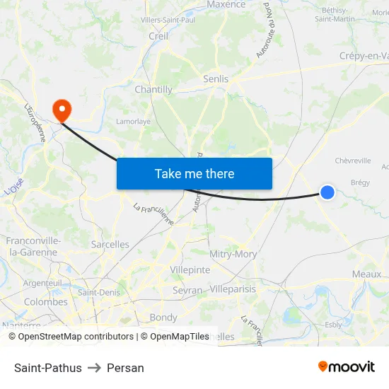 Saint-Pathus to Persan map