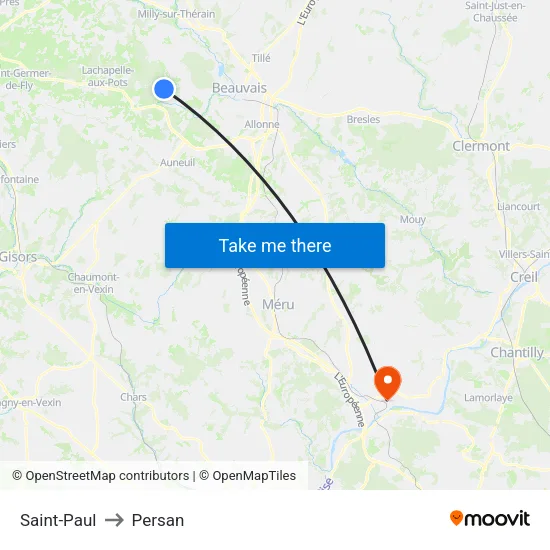Saint-Paul to Persan map