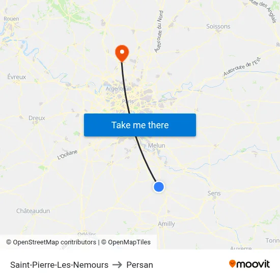 Saint-Pierre-Les-Nemours to Persan map