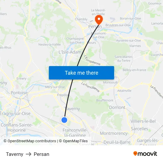 Taverny to Persan map