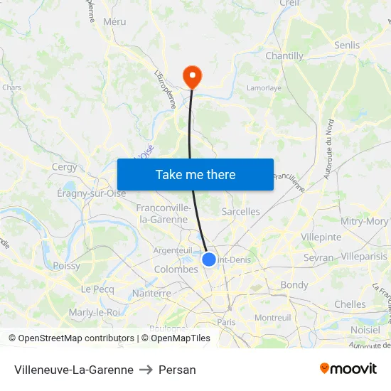 Villeneuve-La-Garenne to Persan map