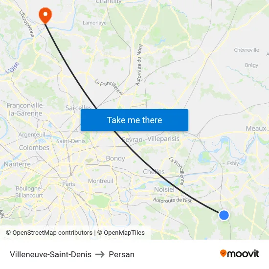 Villeneuve-Saint-Denis to Persan map