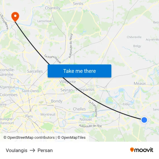Voulangis to Persan map