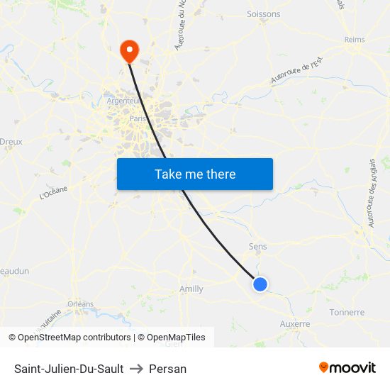 Saint-Julien-Du-Sault to Persan map