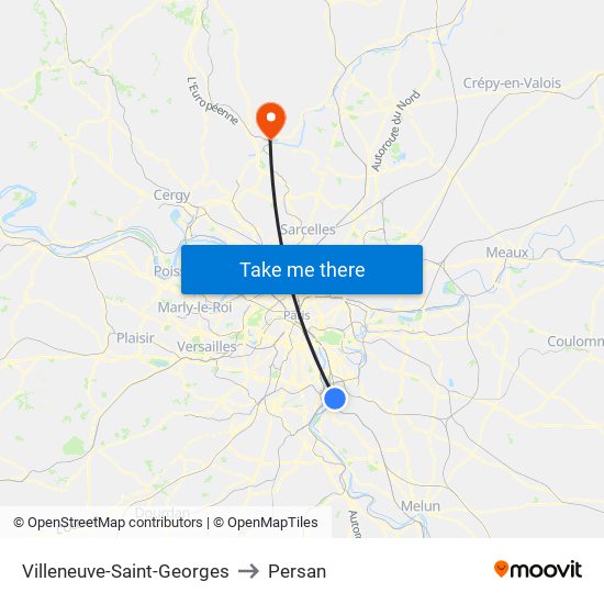 Villeneuve-Saint-Georges to Persan map