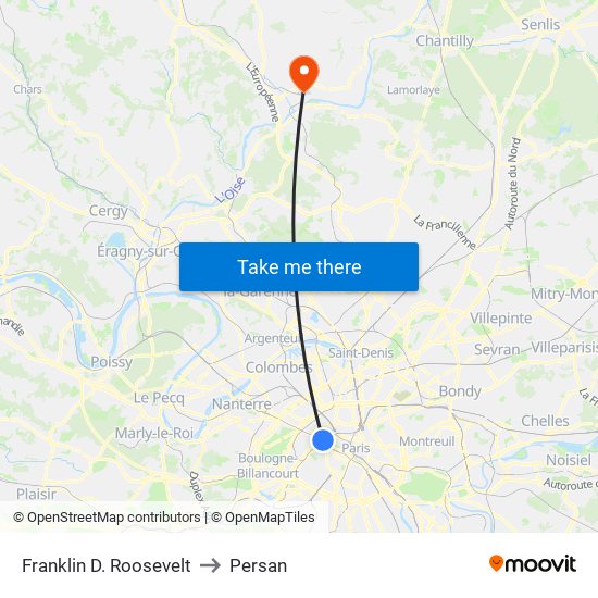 Franklin D. Roosevelt to Persan map
