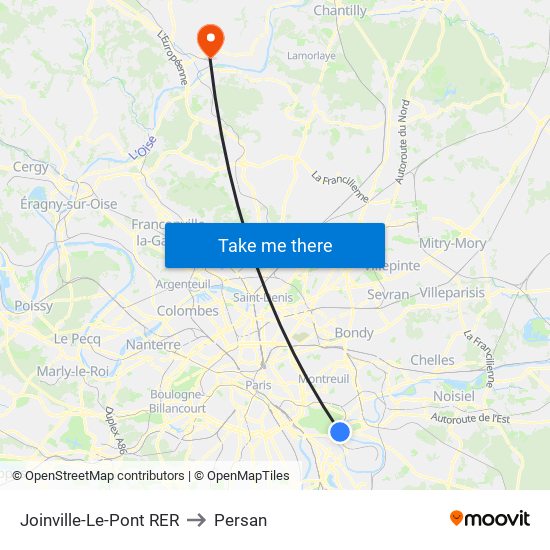 Joinville-Le-Pont RER to Persan map