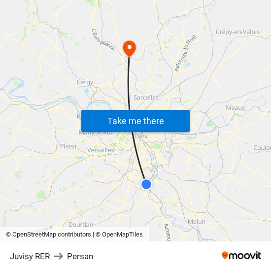 Juvisy RER to Persan map