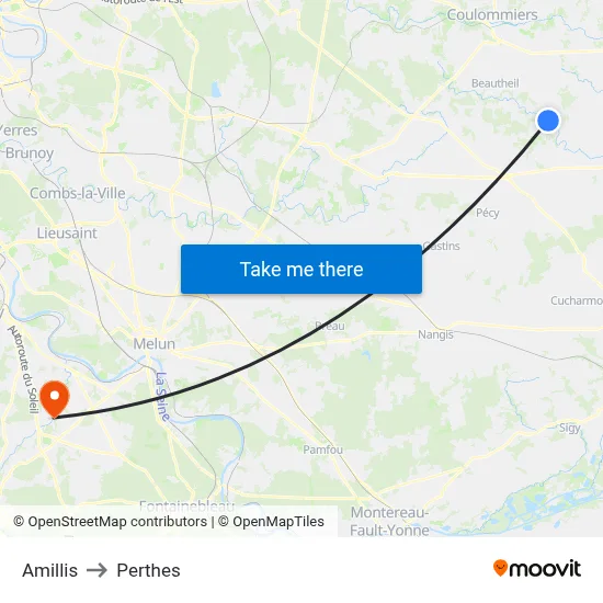 Amillis to Perthes map