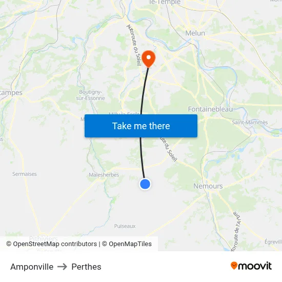 Amponville to Perthes map