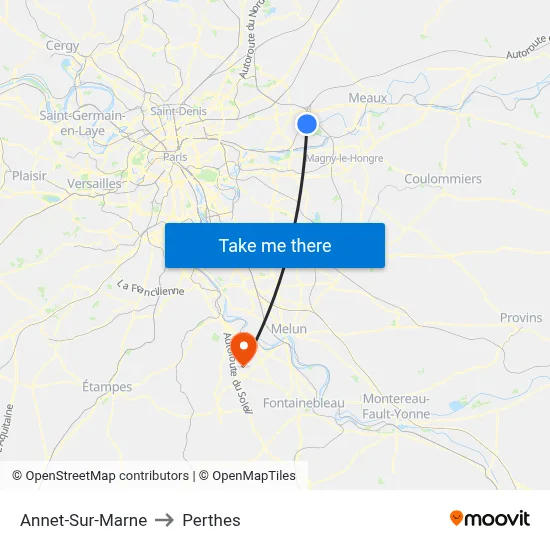 Annet-Sur-Marne to Perthes map