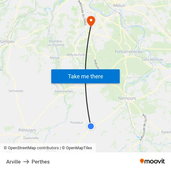 Arville to Perthes map