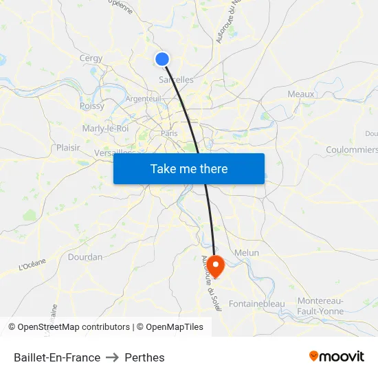Baillet-En-France to Perthes map