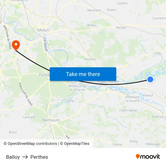 Balloy to Perthes map