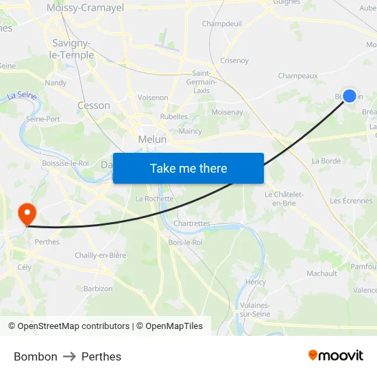 Bombon to Perthes map