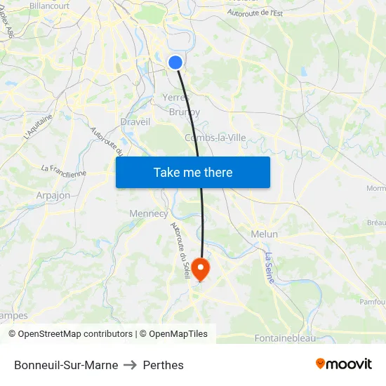 Bonneuil-Sur-Marne to Perthes map