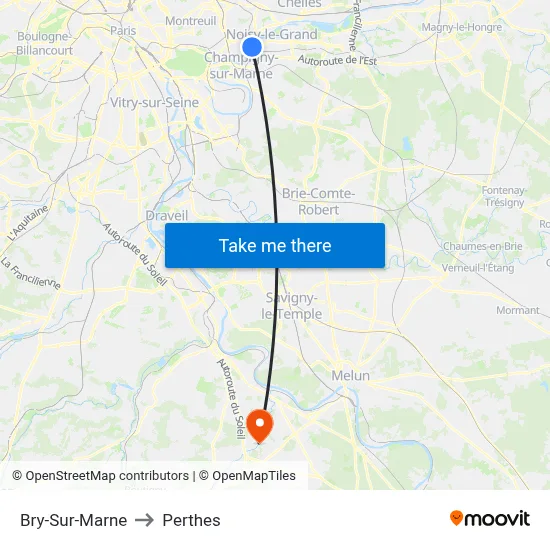 Bry-Sur-Marne to Perthes map