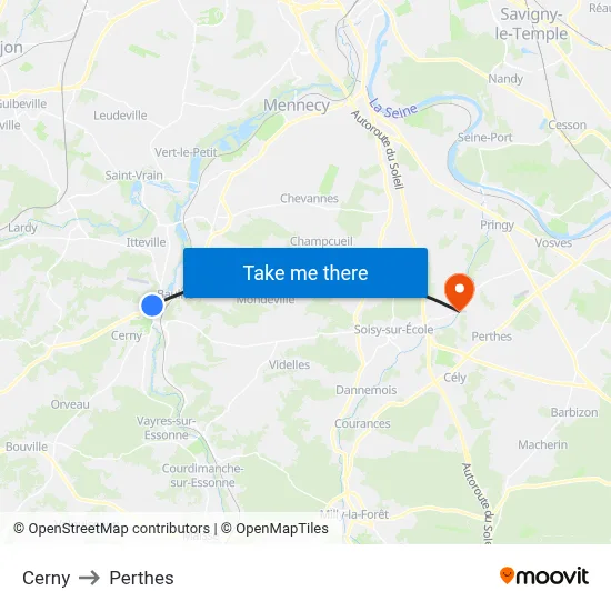 Cerny to Perthes map