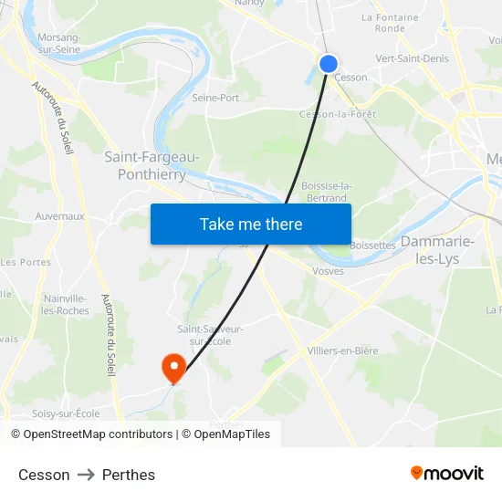 Cesson to Perthes map