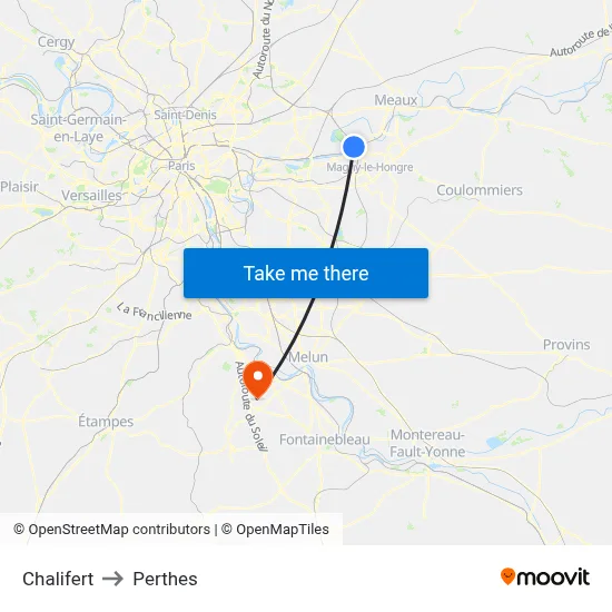 Chalifert to Perthes map