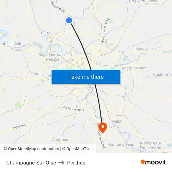 Champagne-Sur-Oise to Perthes map