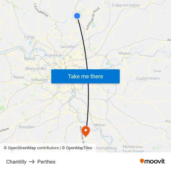 Chantilly to Perthes map