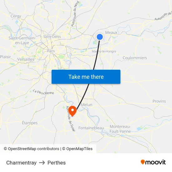 Charmentray to Perthes map