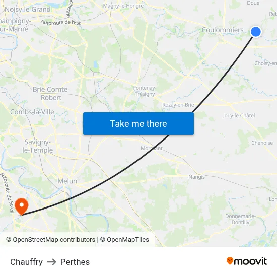 Chauffry to Perthes map