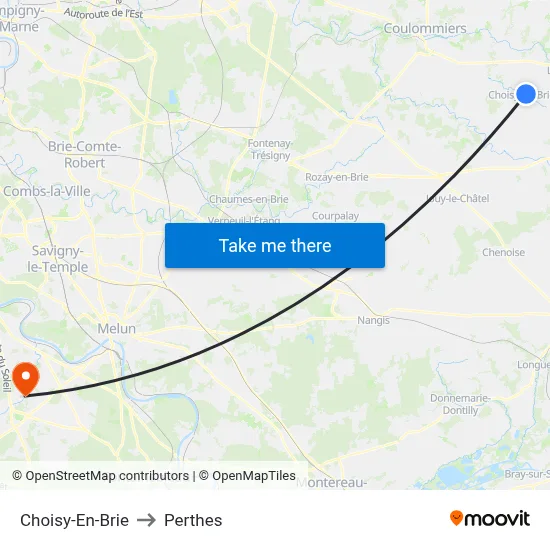 Choisy-En-Brie to Perthes map