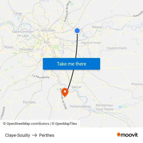 Claye-Souilly to Perthes map