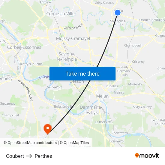 Coubert to Perthes map
