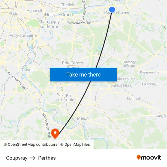 Coupvray to Perthes map