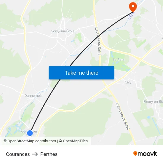 Courances to Perthes map