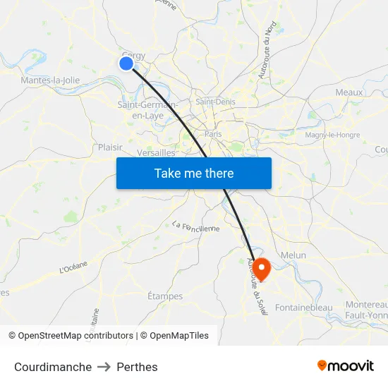 Courdimanche to Perthes map