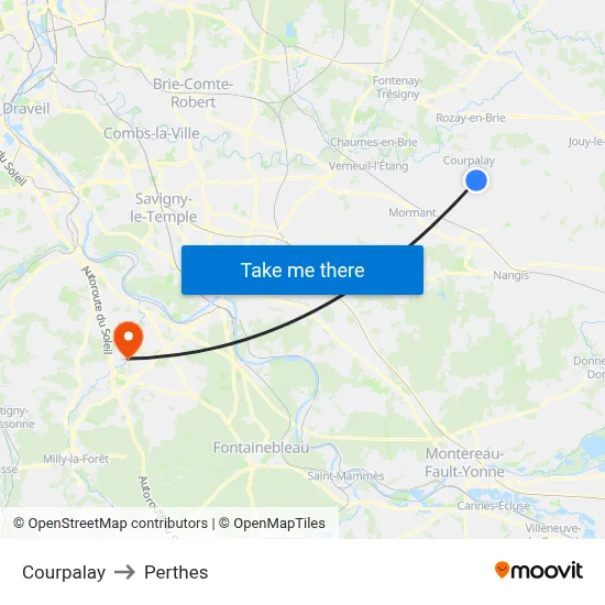 Courpalay to Perthes map