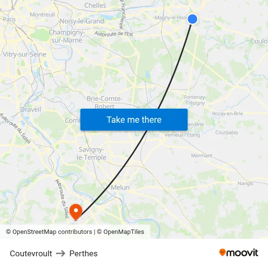 Coutevroult to Perthes map