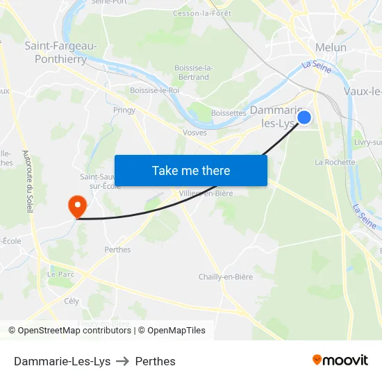 Dammarie-Les-Lys to Perthes map